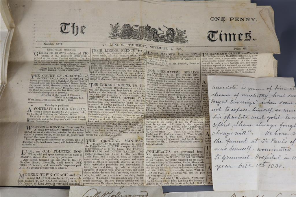 Battle of Trafalgar Interest. The Companion Military Order of the Bath awarded to Captain Edward Rotheram, HMS Royal Sovereign